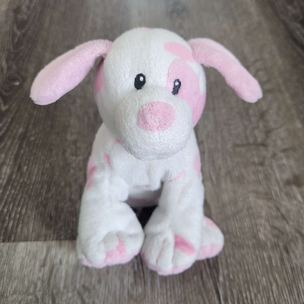 Ty Baby Pups White Pink Spotted Dog Plush Stuffed Animal Toy